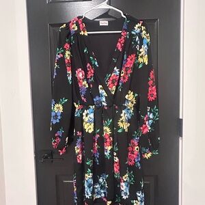 Forever 21 Black Floral Long Sleeve Dress